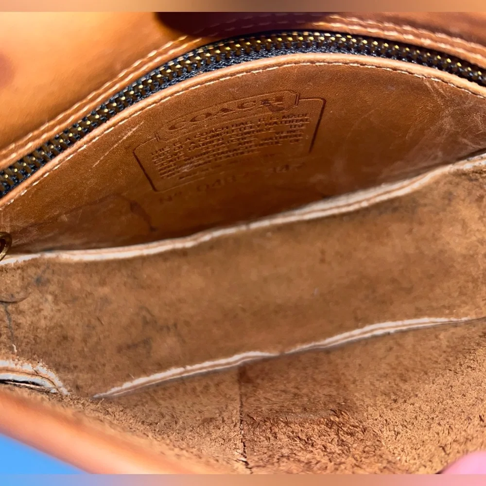 Coach‎ Vintage Megan Tan Leather Flap Front Geometric Crossbody Bag